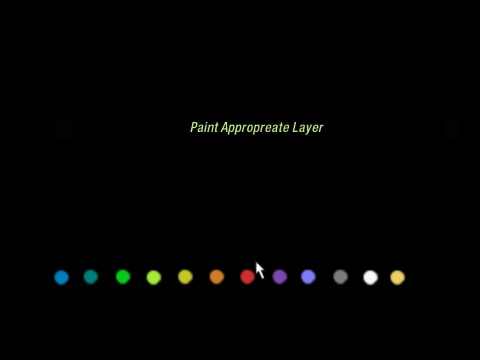 pulsing text and different colored circles